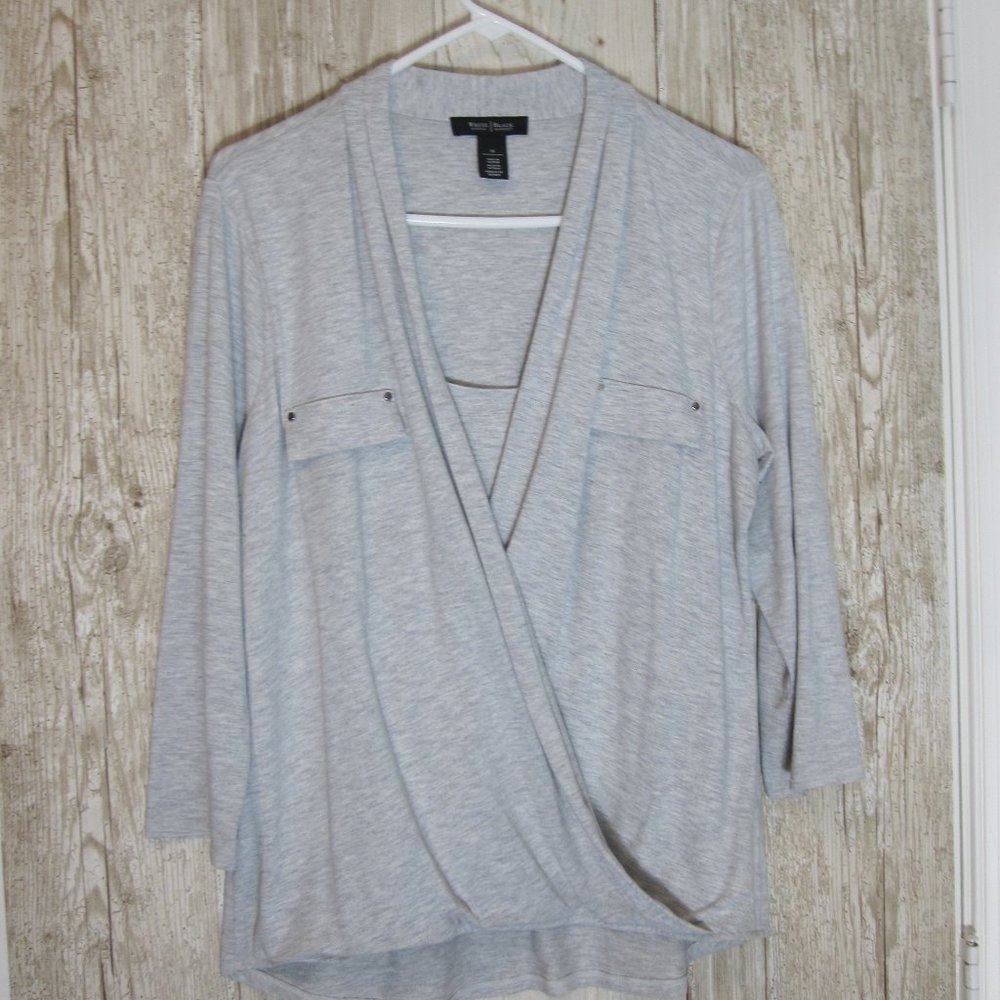 WHBM Gray Crossover T Size Medium EUC
